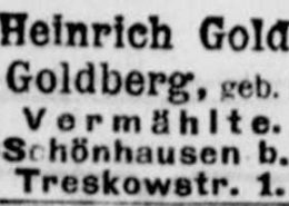 Heiratsurkunde Heinrich Goldberg und Henni Calmon, 06.12.1908