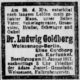 Todesanzeige Ludwig Goldberg aus dem Berliner Tageblatt, 31.01.1917